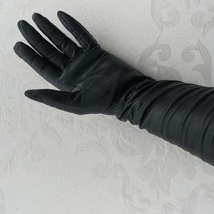 Black leather gloves